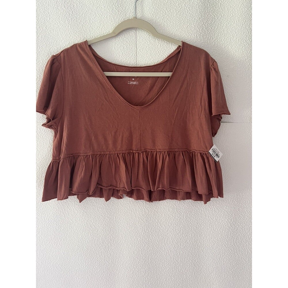 Womens Arizona Jeans Withered Rose Peplum Cropped Top, Size M